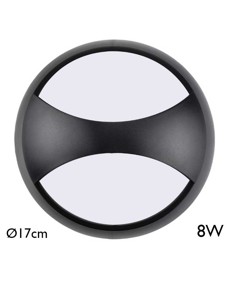 Outdoor round wall light and ceiling light 17cm LED 8W IP54 120º for wall or ceiling