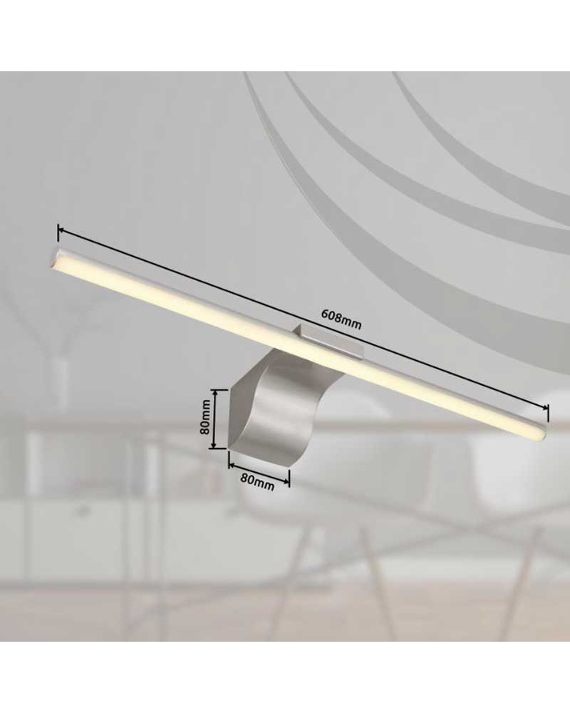 Bathroom wall light 60.8cm metal and acrylic nickel finish LED 10W 4000K IP44
