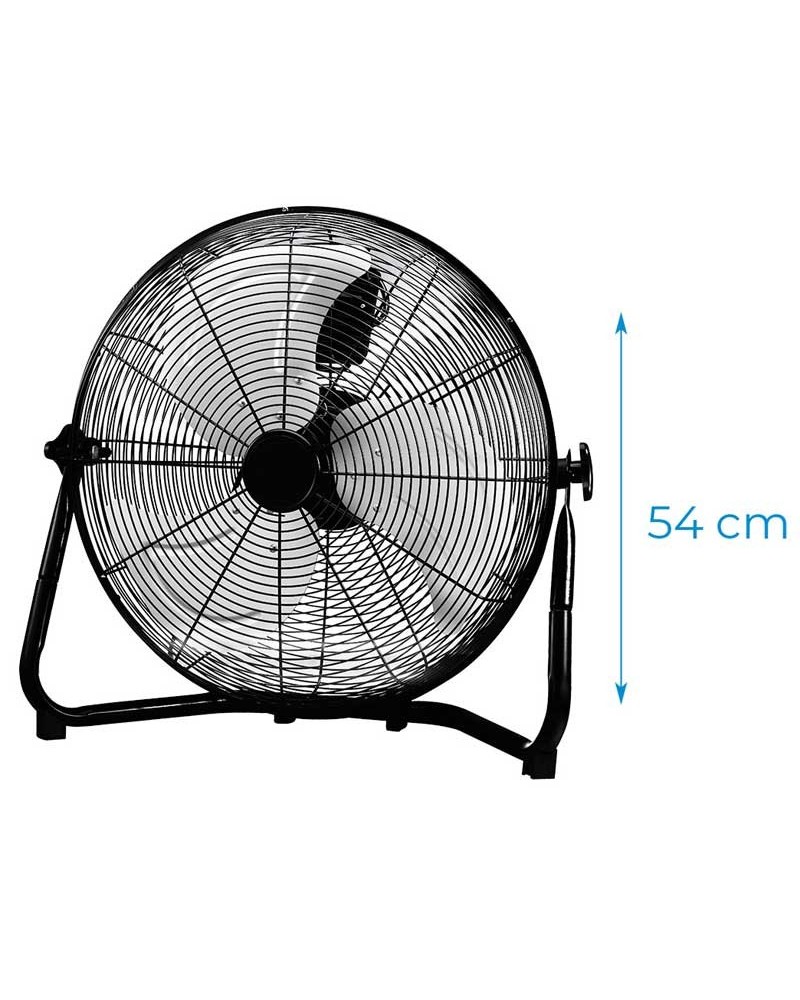 Black industrial floor fan 100W blades Ø45cm