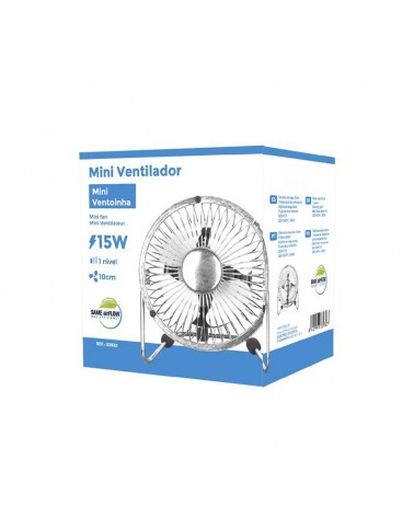Mini Ventilador de mesa cromado 15W aspas Ø10cm