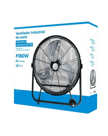 Ventilador de suelo industrial con ruedas negro 180W aspas Ø60cm