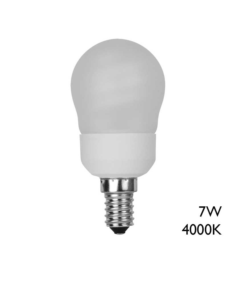Bombilla Esférica bajo consumo luz blanca fría E14 7W