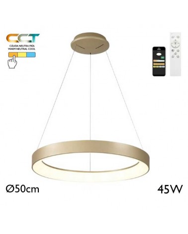 Lámpara de techo de 50cm de diámetro LED 45W de metal y acrílico CCT 2700K/4000K/5000K REGULABLE con mando y app