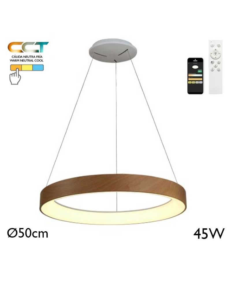 LED Ceiling lamp 50cm diameter 45W metal and acrylic CCT 2700K/4000K/5000K DIMMABLE with remote control and app