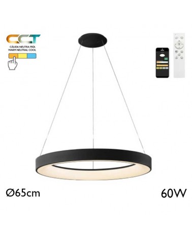 LED Ceiling lamp 65cm diameter 60W metal and acrylic CCT 2700K/4000K/5000K DIMMABLE with remote control and app