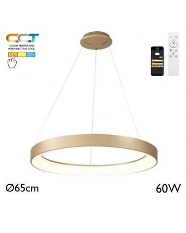LED Ceiling lamp 65cm diameter 60W metal and acrylic CCT 2700K/4000K/5000K DIMMABLE with remote control and app