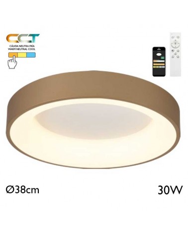 LED Ceiling lamp 38cm diameter 30W metal and acrylic CCT 2700K/4000K/5000K DIMMABLE with remote control and app