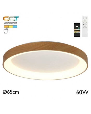 LED Ceiling lamp 65cm diameter 60W metal and acrylic CCT 2700K/4000K/5000K DIMMABLE with remote control and app