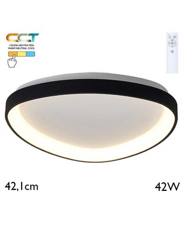 Plafón LED de 42,1cm 42W de metal y acrílico CCT 2700K/4000K/5000K REGULABLE con mando