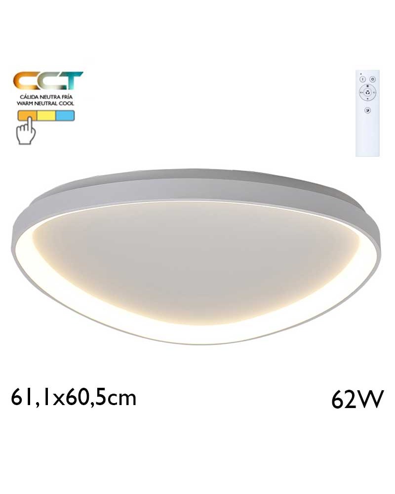 LED ceiling light, 61.1x60.5cm diameter 62W metal and acrylic CCT 2700K/4000K/5000K DIMMABLE with remote control