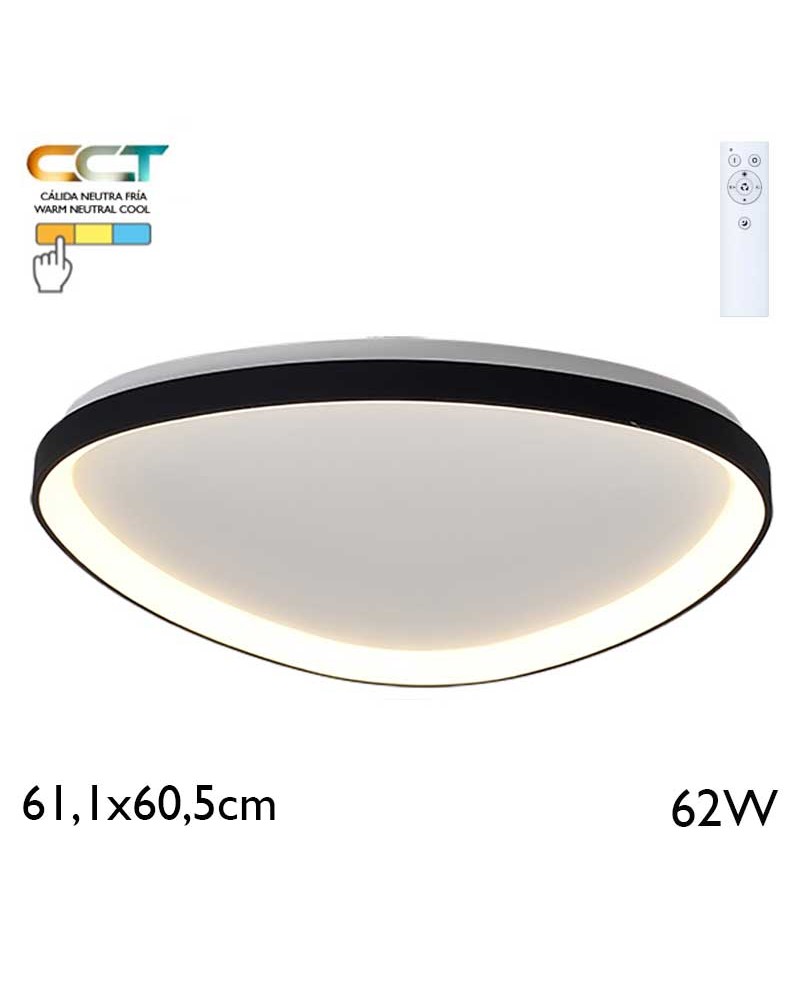 LED ceiling light, 61.1x60.5cm diameter 62W metal and acrylic CCT 2700K/4000K/5000K DIMMABLE with remote control