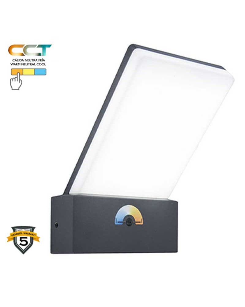 Aplique pared de exterior gris oscuro 14cm de aluminio LED 17,5W CCT 3000K-5000K