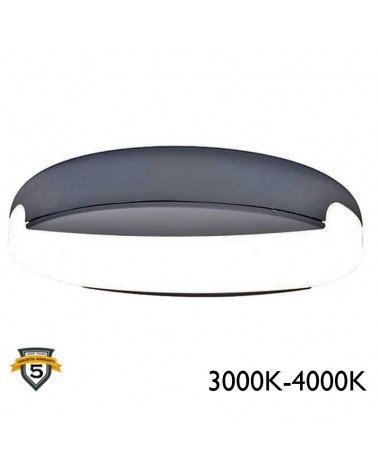 Plafón de techo para exterior gris oscuro 26cm de aluminio y PC LED 23,5W SWITCH 3000K/4000K