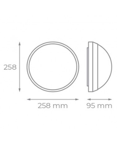 Aplique de exterior redondo 25,8cm de aluminio acabado blanco, negro o gris E27 IP54