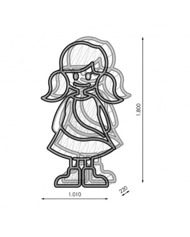 Figura Navideña 3D muñeca luz blanca y azul 1,80 metros de alto con tapiz y PVC net IP65 baja tensión 24V