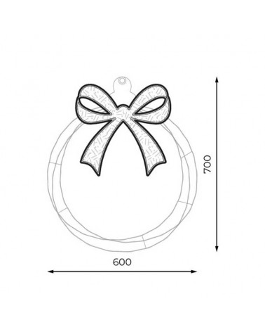 Christmas figure wreath with bow with red tapestry warm and white light 60x70cm suitable for outdoors