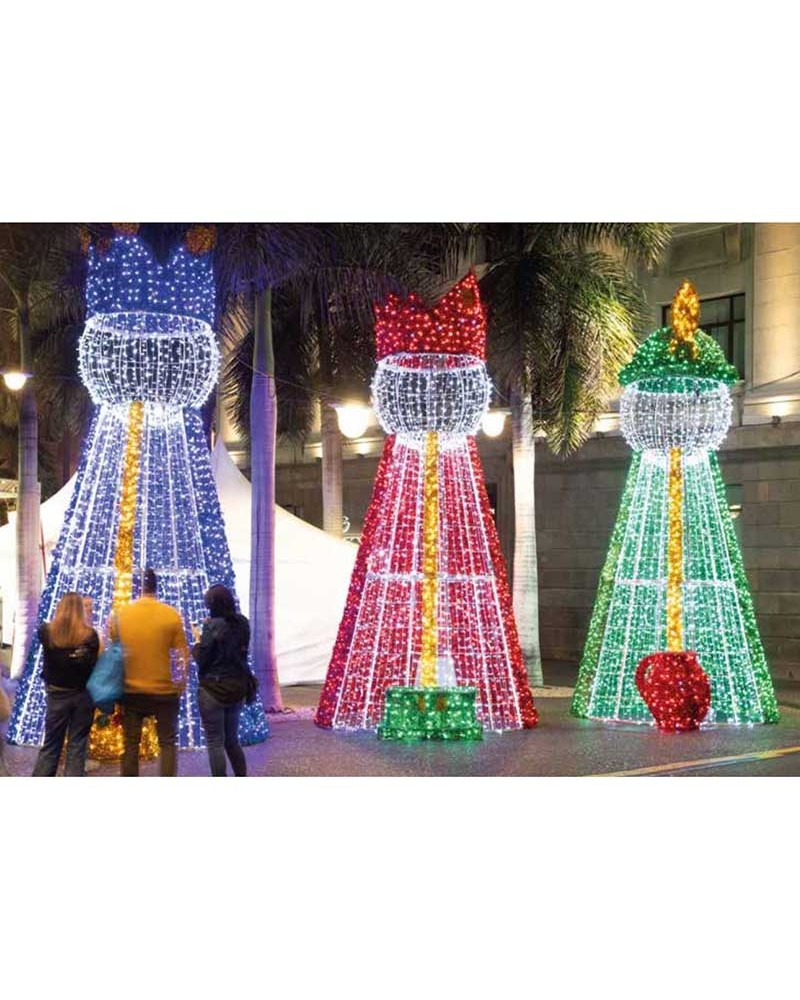 Verde Rey Figura Navideña Rey Gaspar luz cálida, blanco, verde y rojo 6 metros de ...
