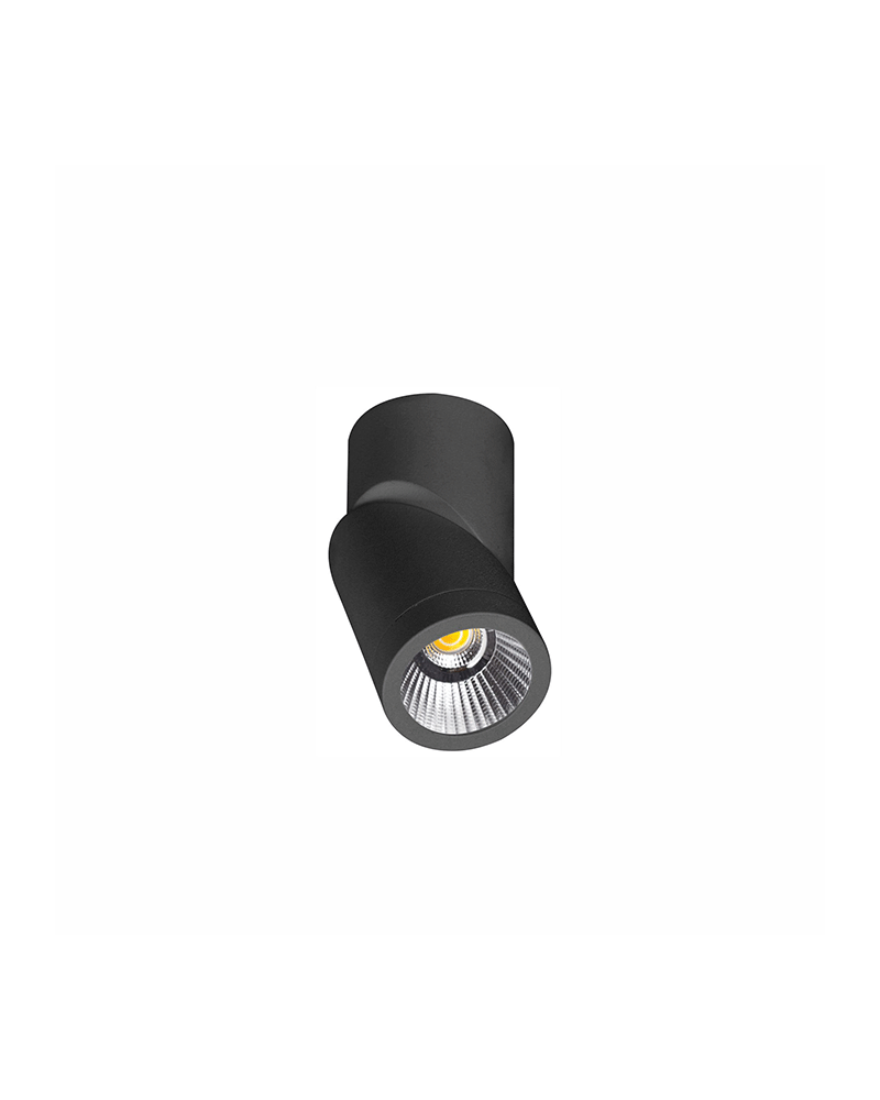 Cylinder wall and ceiling spotlight 6cm black colour LED 7W Aluminum tilting 355º 4000 K. 830 Lm.