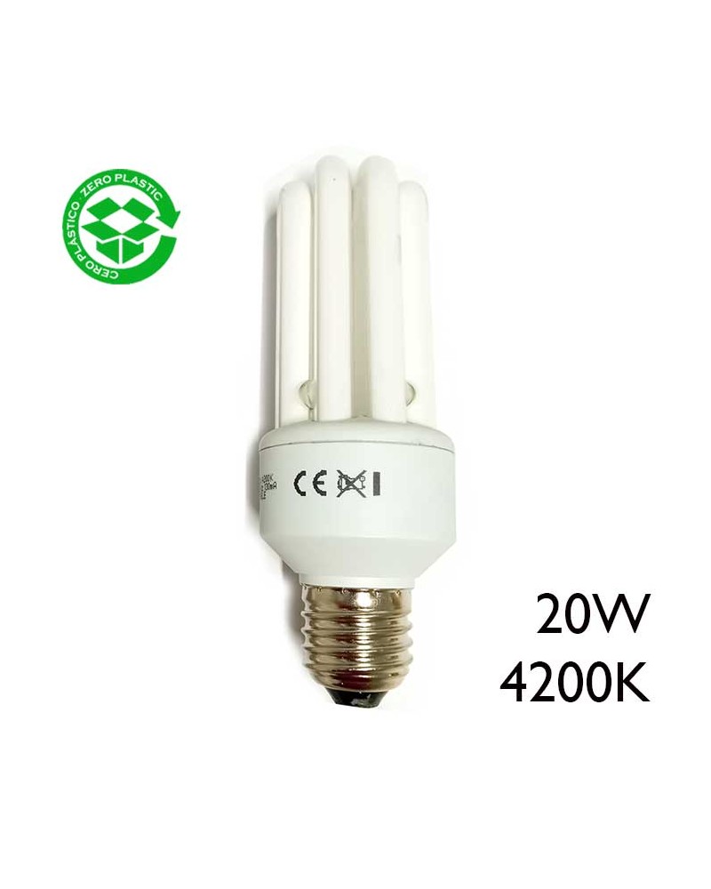 Lámpara ahorro Mini 4 tubos 20W ECSAVER 230V 4200K E27