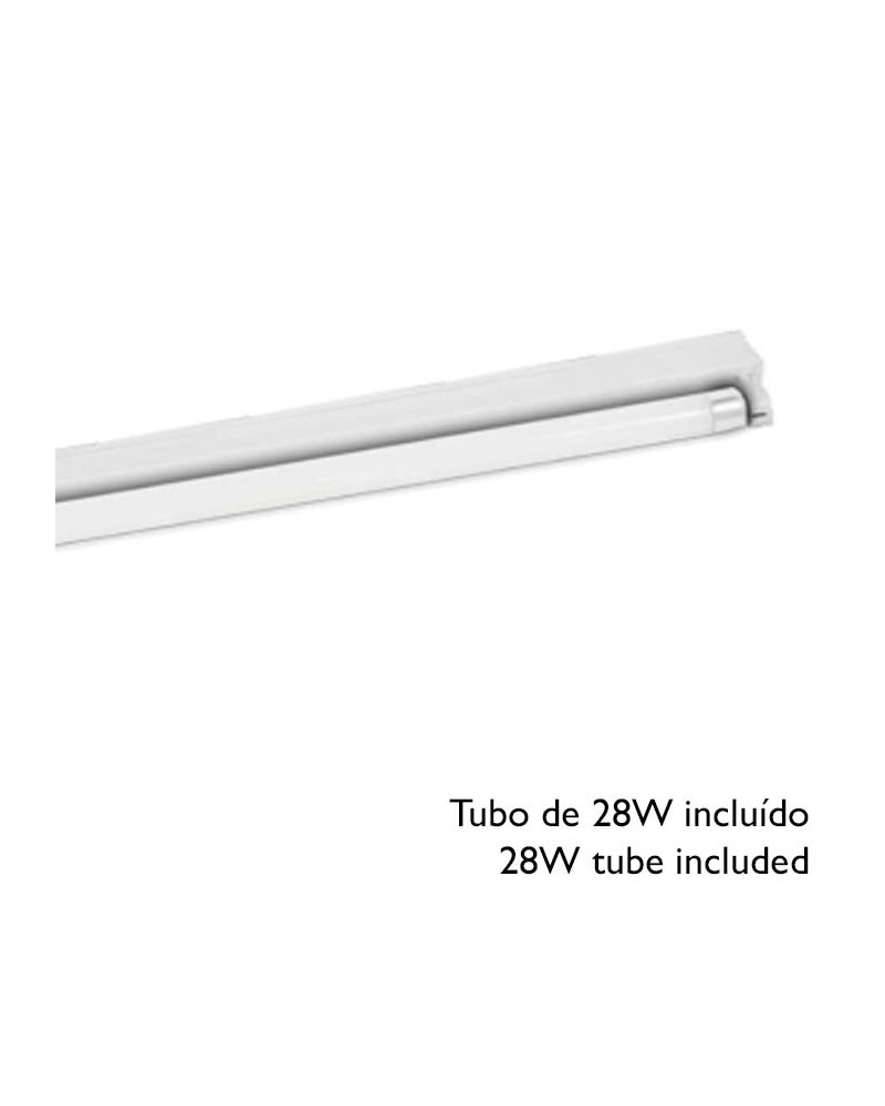 Regleta con tubo fluorescente incluído 28W 2G11 121cm