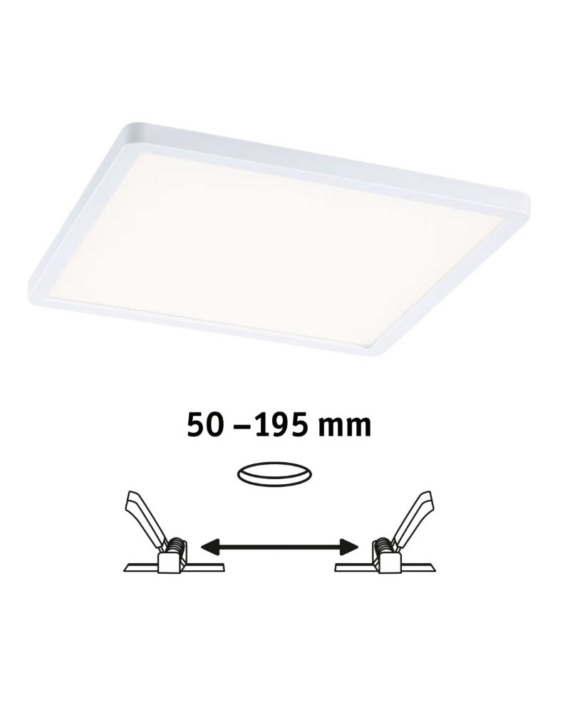 LED recessed downlight 23cms square white 16W 4000K for 50-195mm hole dimmable