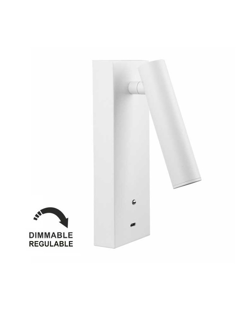 White finish wall light LED 4W Aluminum mobile charger USB C 2700K