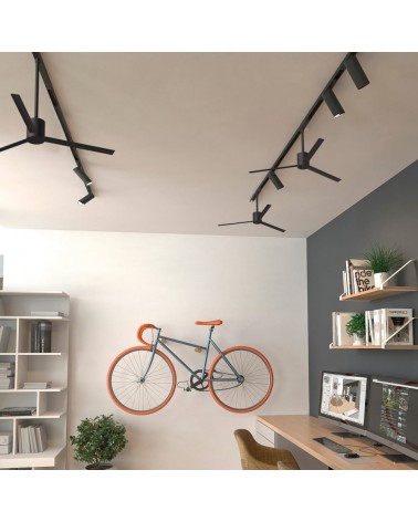 Black 7W 3-phase track ceiling fan with remote control