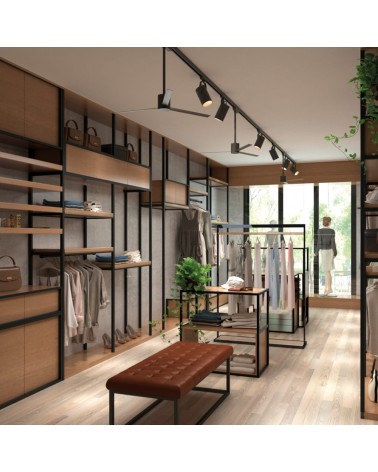 Black 7W 3-phase track ceiling fan with remote control