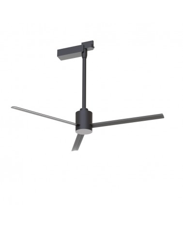 Black 7W 3-phase track ceiling fan with remote control