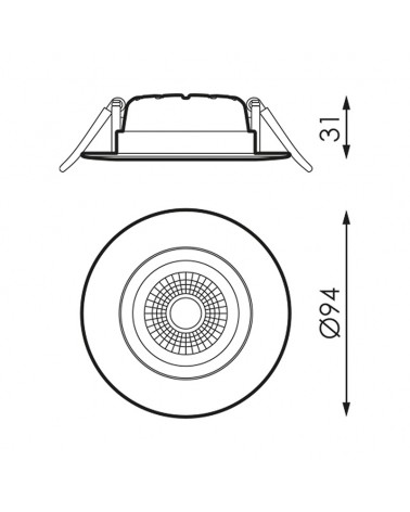 Downlight LED 6,5W 9,4cms blanco 3000ºK