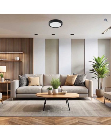 Plafón downlight LED superficie negro 30W 23,3cm LED 4000K 6000K