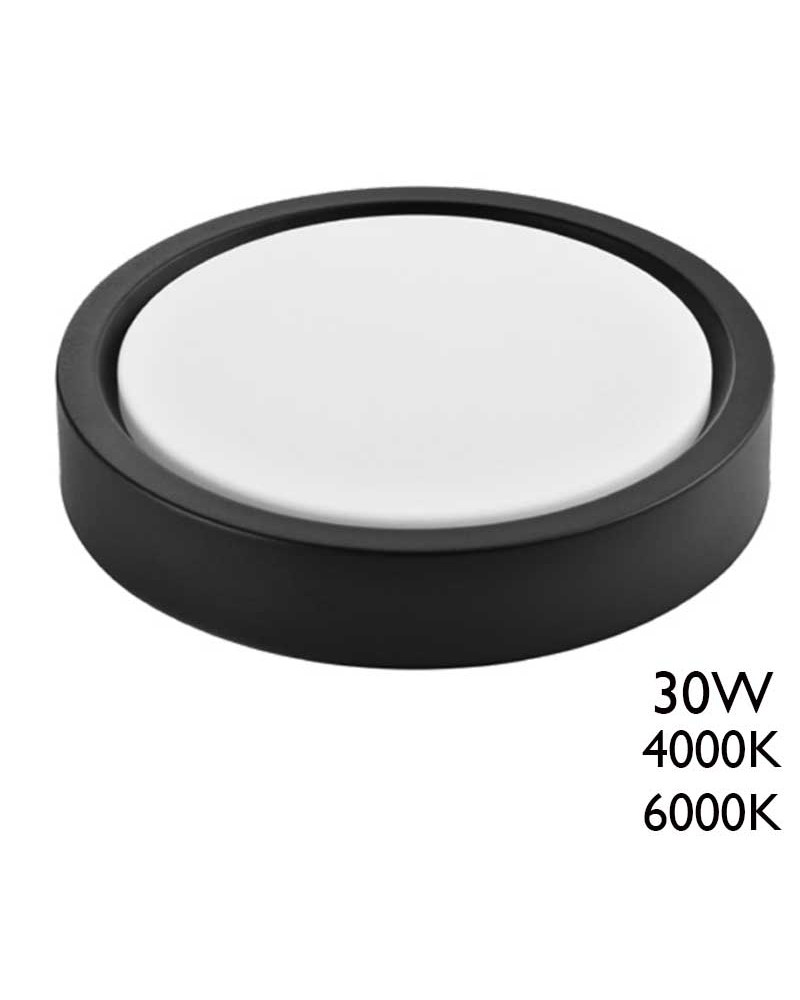 Plafón downlight LED superficie negro 30W 23,3cm LED 4000K 6000K