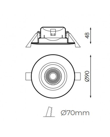 LED downlight recessed 7W White 9cm 3000K 4000K