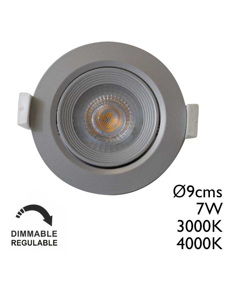 Ojo de buey LED 7W Gris RAL 9006 9cm 3000K 4000K Regulable TRIAC