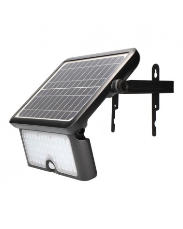 Aplique exterior solar potente 10w 1150lm recargable. sensor presencia (2-8m) color negro 27,5x19,6cm