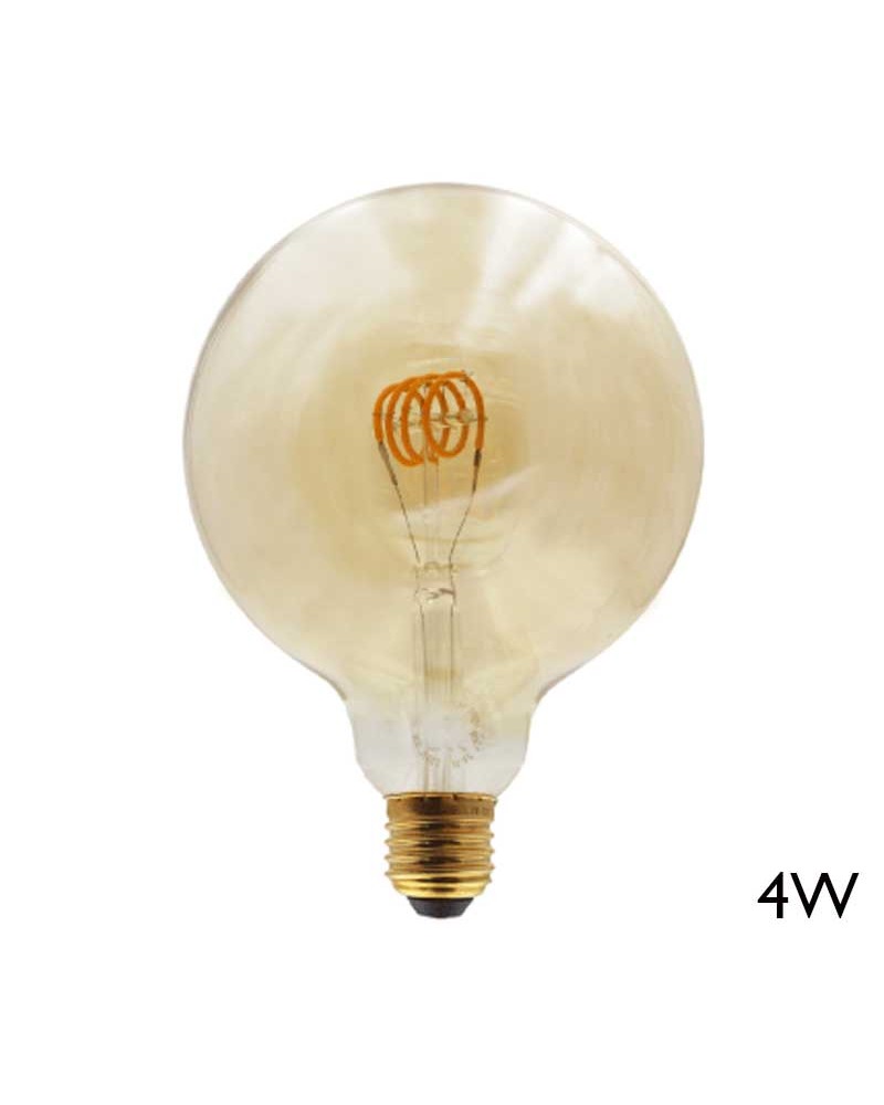 Bombilla Vintage Ámbar Globo 95mm filamentos Espiral Horizontal LED E27 4W 2200K 265Lm