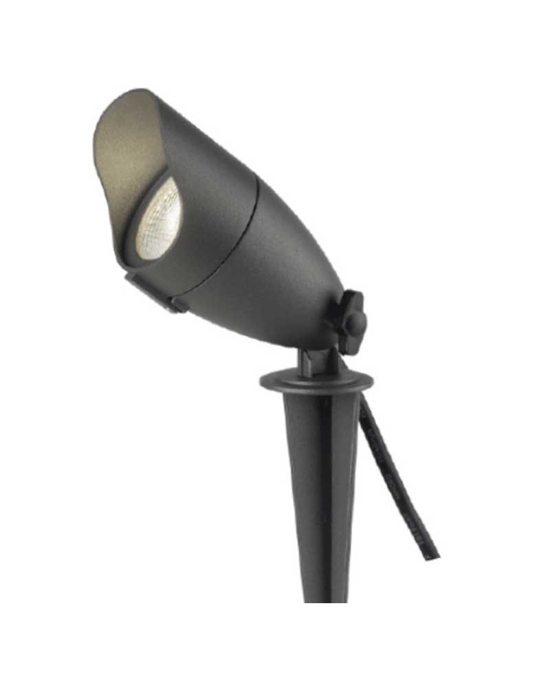 Pincho de exterior LED con visera de aluminio y cristal en negro 6W 3000K IP65