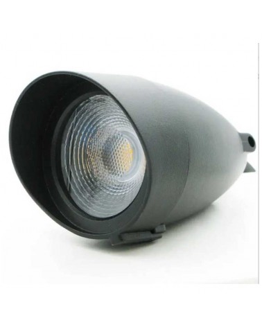 Pincho de exterior LED con visera de aluminio y cristal en negro 6W 3000K IP65