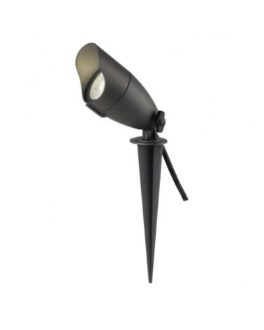 Pincho de exterior LED con visera de aluminio y cristal en negro 6W 3000K IP65