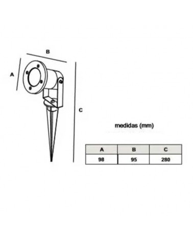 Foco estaca pincho para jardin de exterior aluminio 28cm de alto acabado negro GU10 IP65