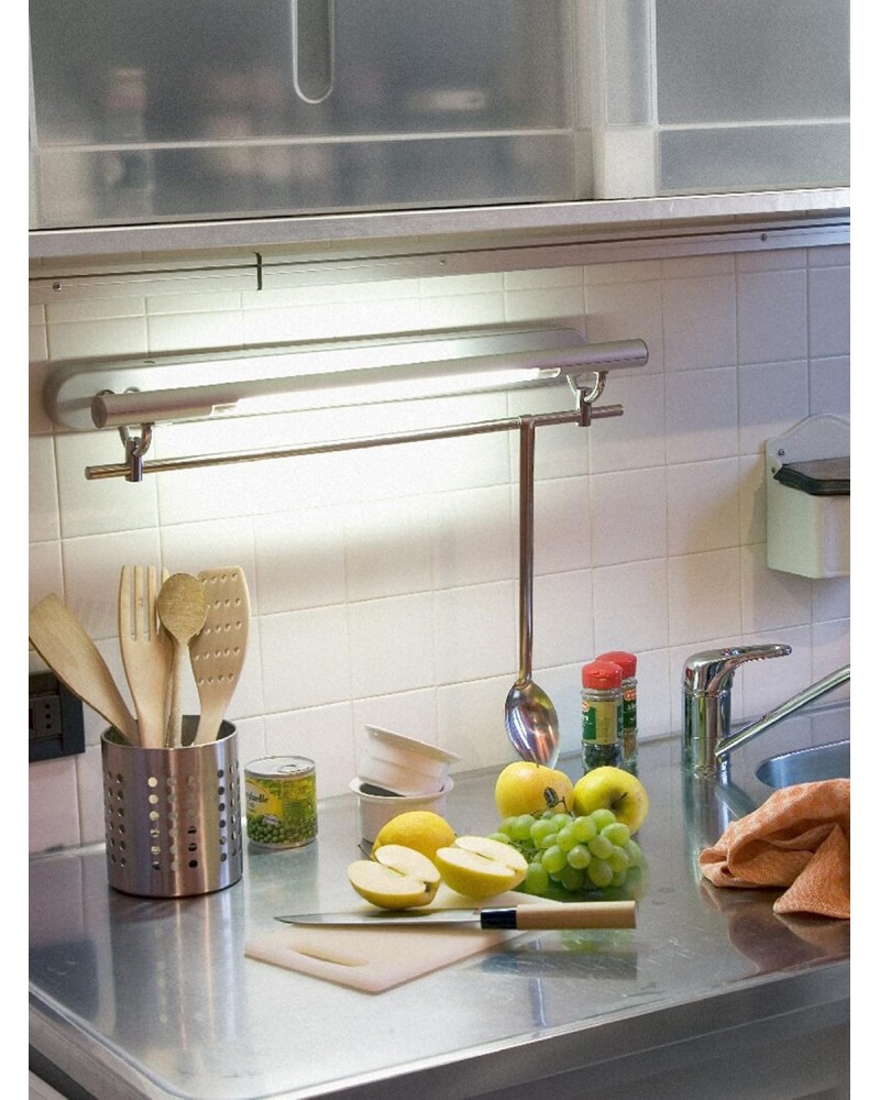 Wall mount for fluorescent tube included 8W 3000K chrome for kitchen