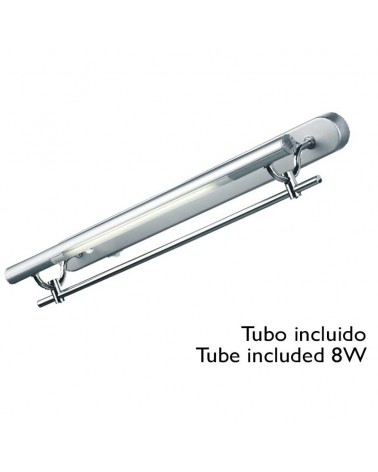 Soporte pared para tubo fluorescente incluído 8W 3000K cromado para cocina
