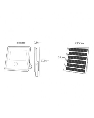 100W Solar Floodlight with 1200Lm Distance Sensor and Dimmable Remote Control Plate, IP65