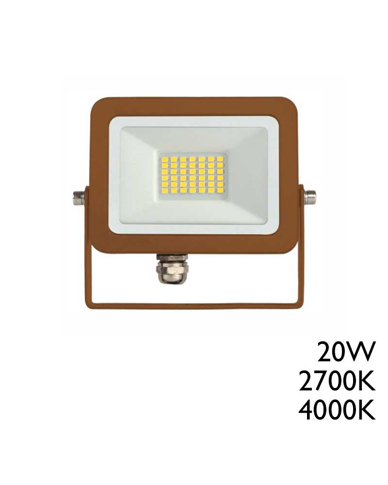 Proyector de exteriores 17,1cm acabado corten 20W IP65 2700K 4000K