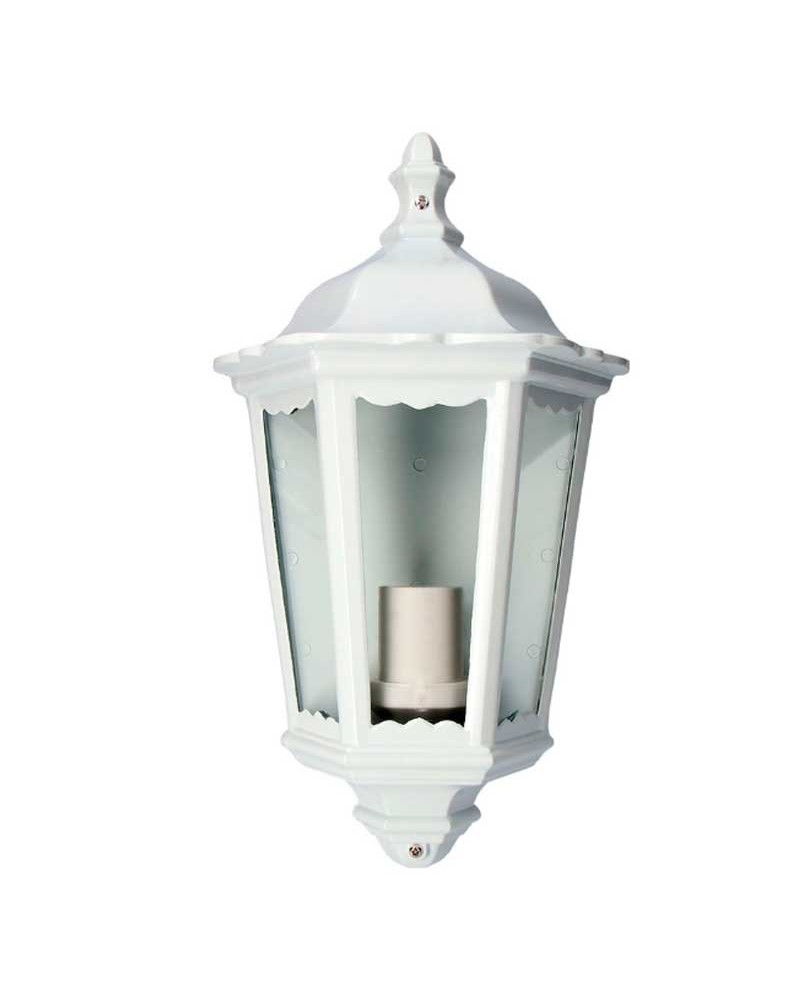 Aplique farol de pared de exterior blanco clásico IP44 E27 alto 25cms