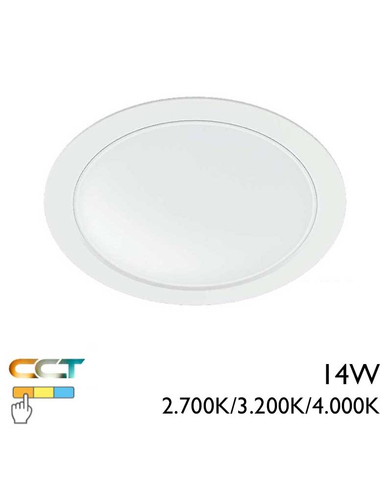 LED downlight ring 14W round IP40 white recessed 15cm CCT Switch 2700K/3200K/4000K
