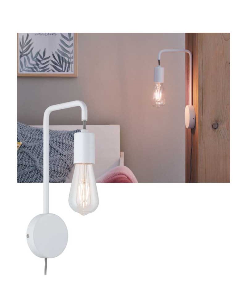 Wall lamp in white metal with circular support 40W E27