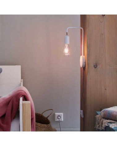 Wall lamp in white metal with circular support 40W E27