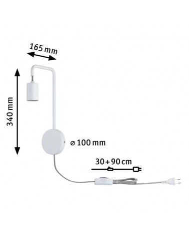 Wall lamp in white metal with circular support 40W E27