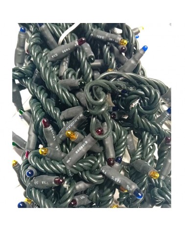 Guirnalda de luces de navidad incandescente 5m IP55 160 luces colores 96W cable verde con 8 programas IP20